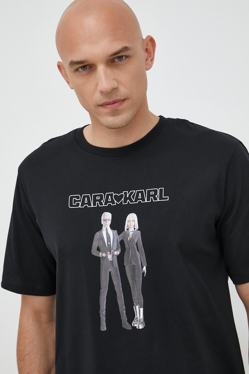 Karl Lagerfeld Памучна тениска x Cara Delevingne - Pepit.bg