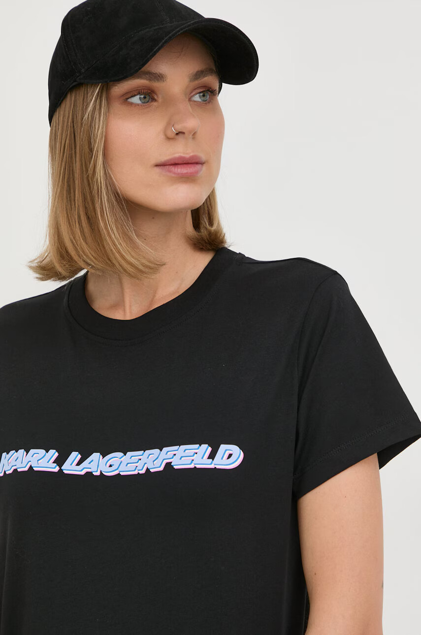 Karl Lagerfeld Памучна тениска в черно - Pepit.bg
