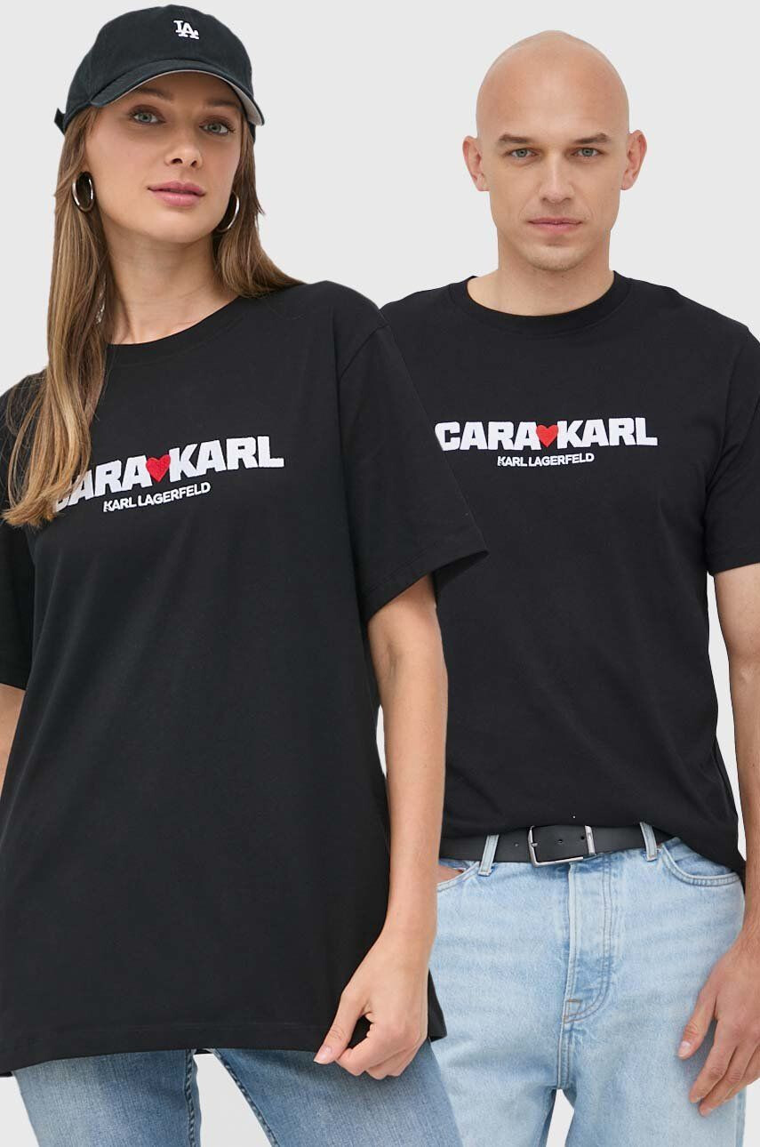 Karl Lagerfeld Памучна тениска x Cara Delevingne - Pepit.bg