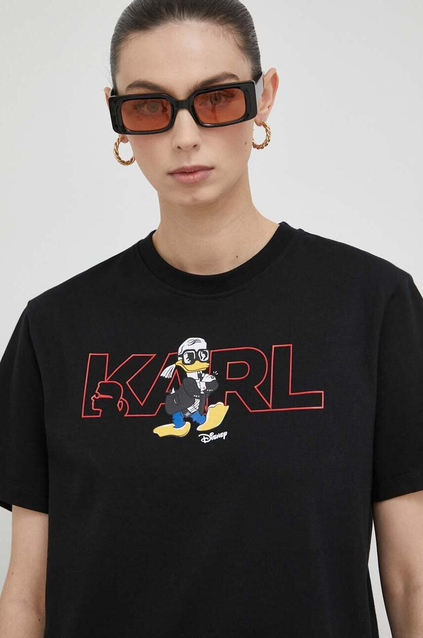 Karl Lagerfeld Памучна тениска x Disney в черно - Pepit.bg