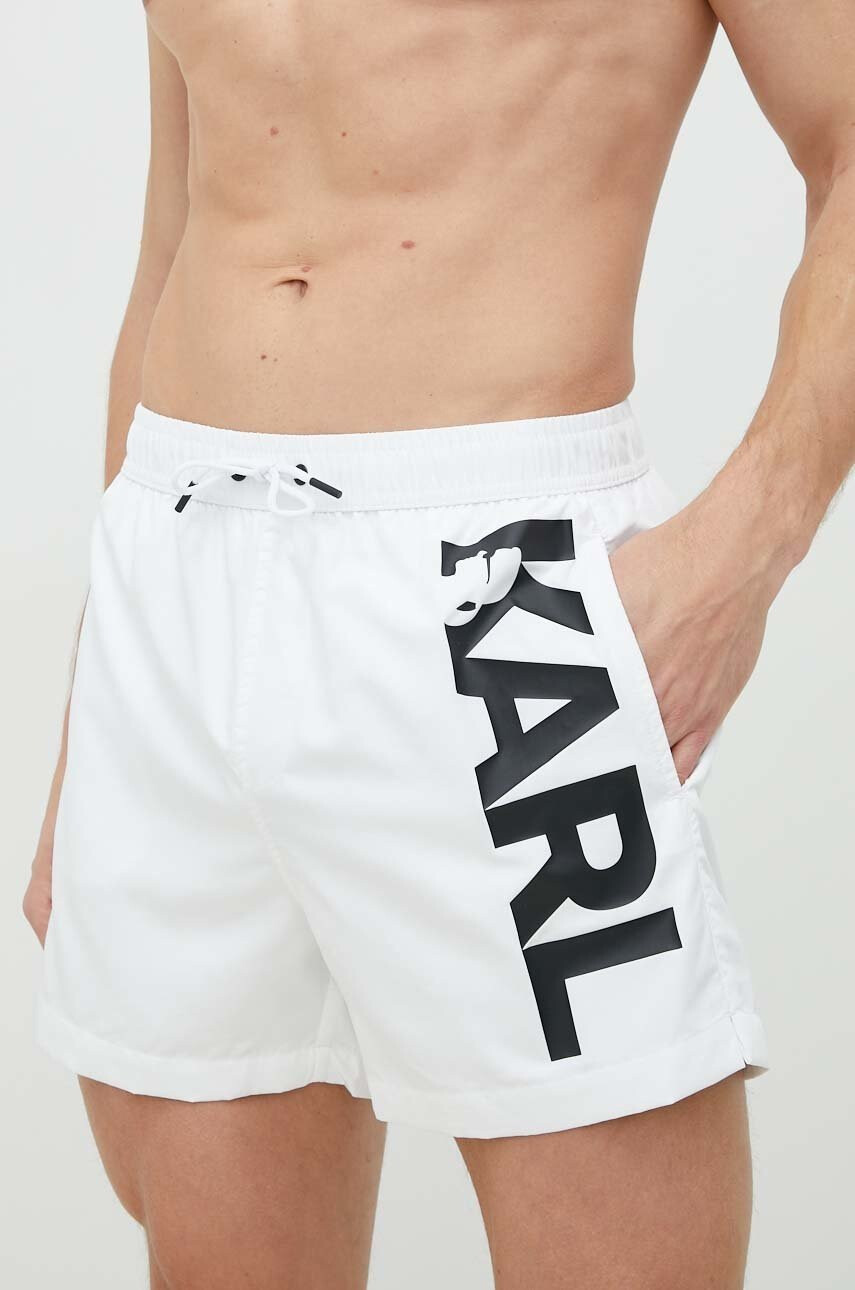 Karl Lagerfeld Плувни шорти в бяло - Pepit.bg