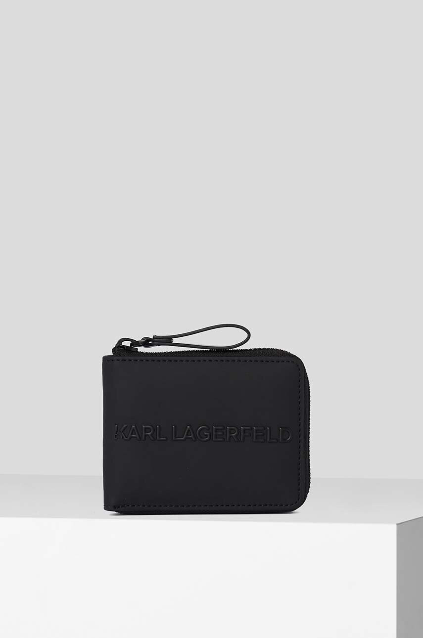Karl Lagerfeld Портмоне мъжки в черно - Pepit.bg