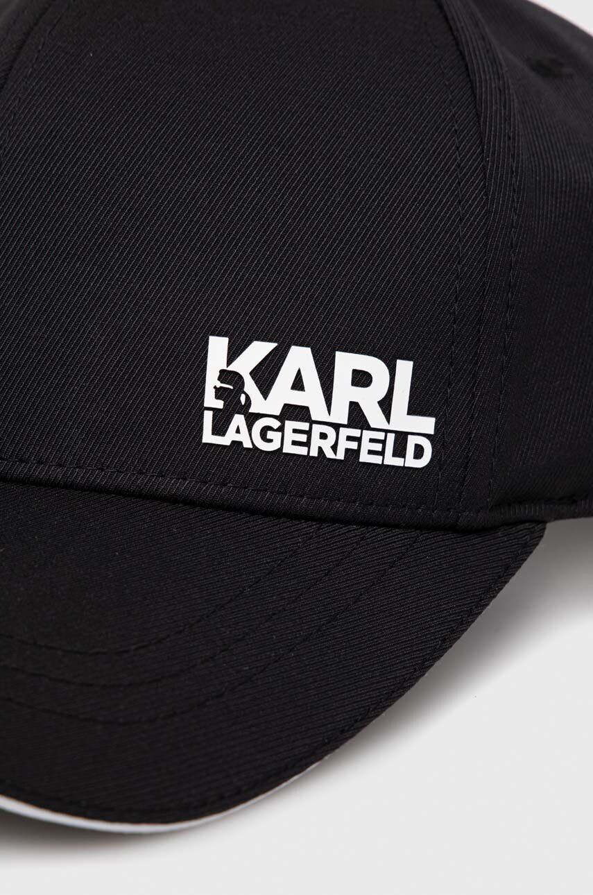 Karl Lagerfeld Шапка с козирка в черно с изчистен дизайн - Pepit.bg