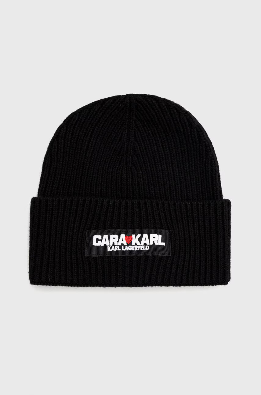 Karl Lagerfeld Шапка с вълна X Cara Delevingne в черно - Pepit.bg
