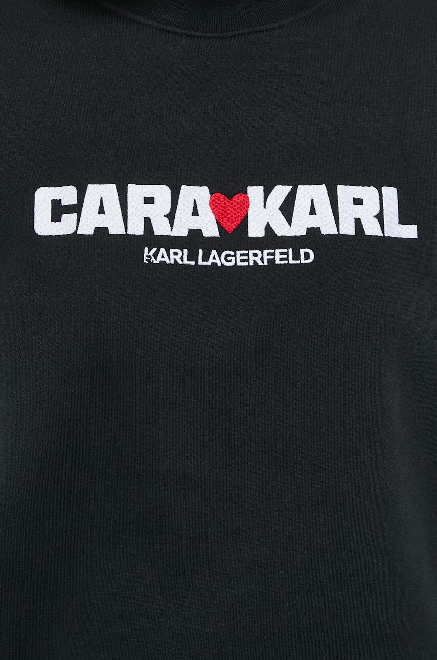 Karl Lagerfeld Суичър x Cara Delevingne в черно с апликация - Pepit.bg