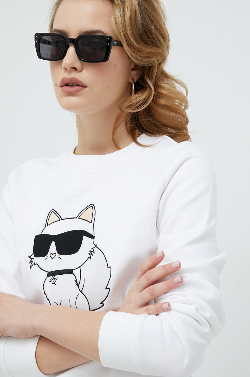 Karl Lagerfeld Суичър в бяло с апликация - Pepit.bg