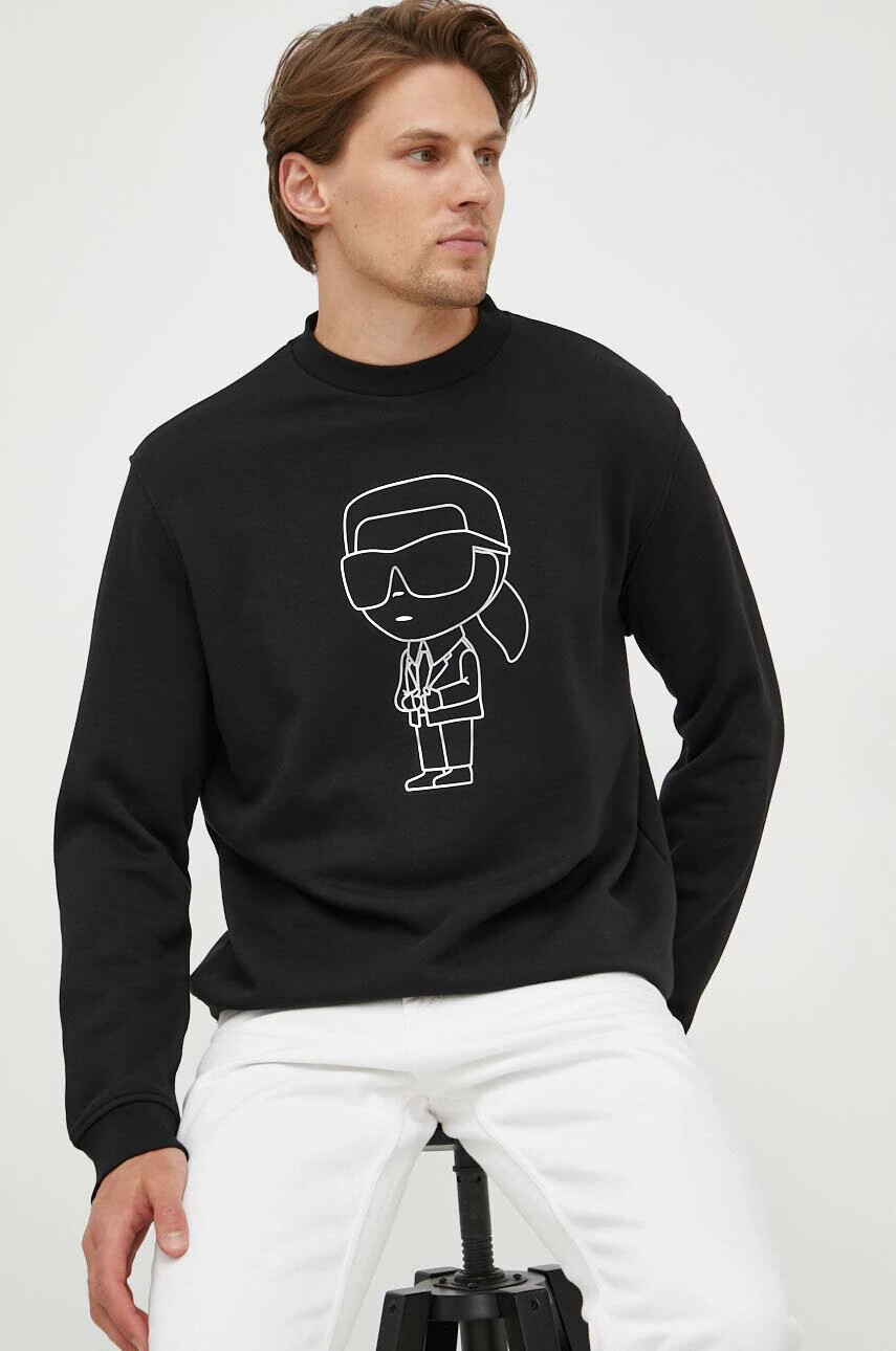 Karl Lagerfeld Суичър в черно с апликация - Pepit.bg