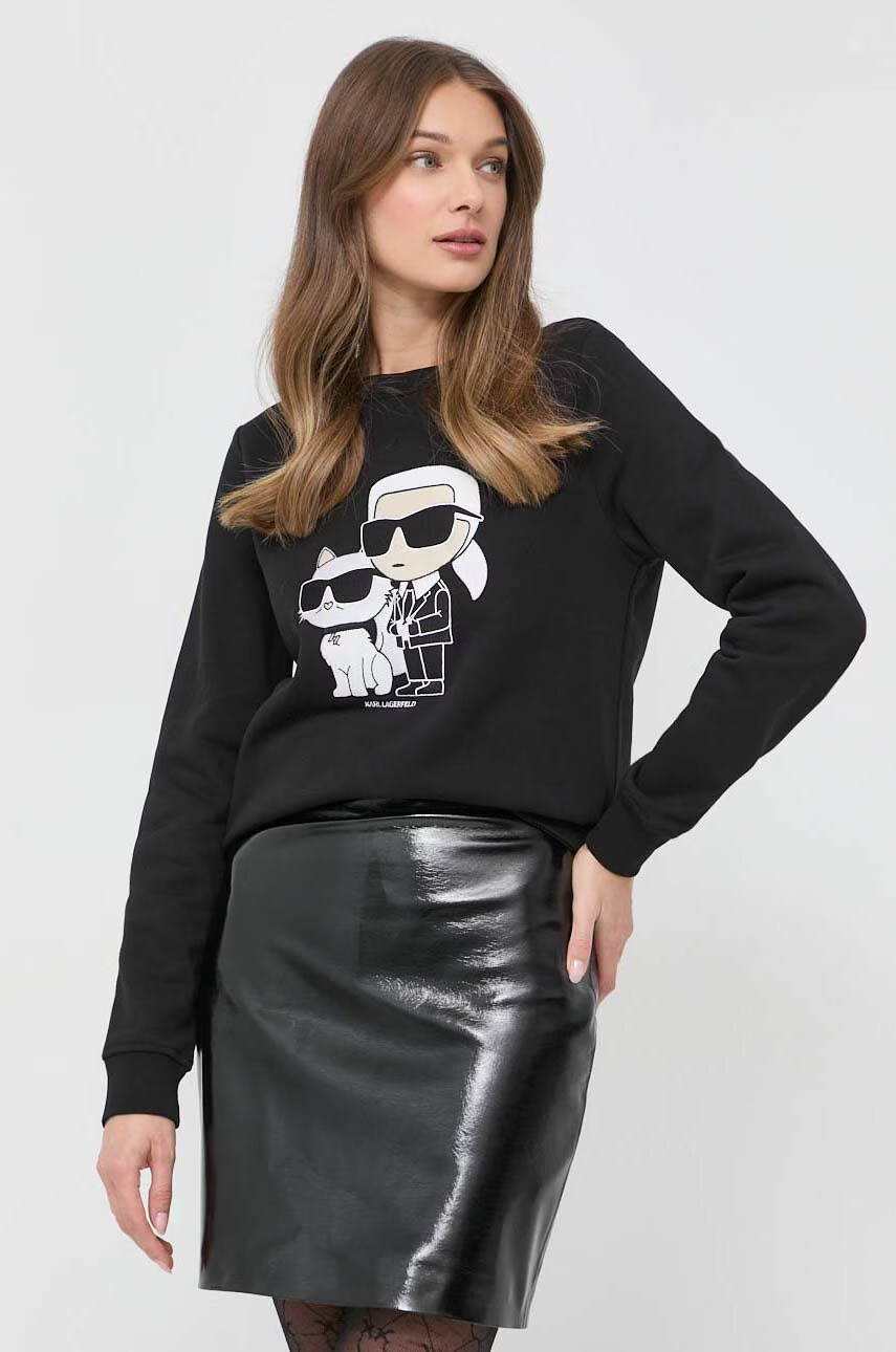 Karl Lagerfeld Суичър в черно с апликация - Pepit.bg