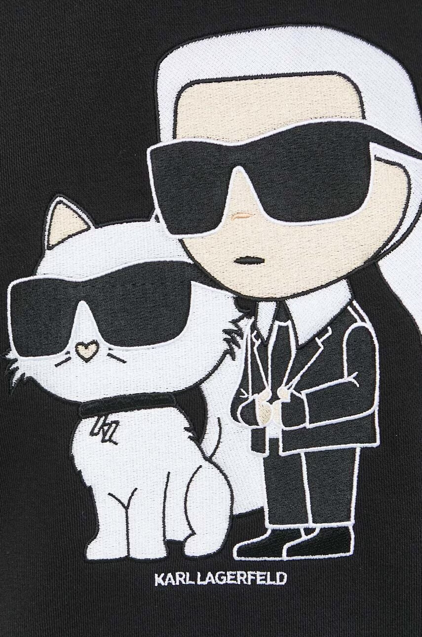 Karl Lagerfeld Суичър в черно с апликация - Pepit.bg