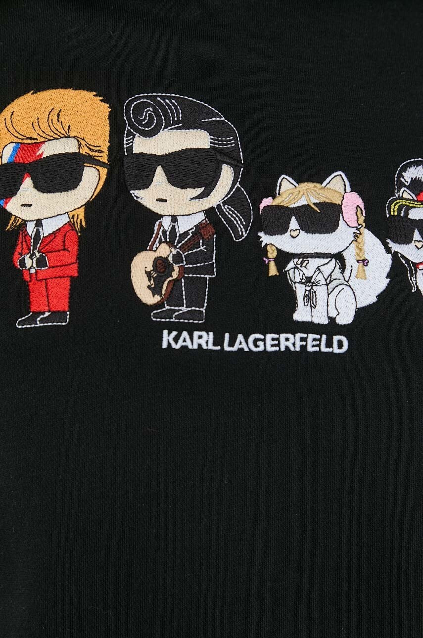 Karl Lagerfeld Суичър в черно с качулка с апликация - Pepit.bg
