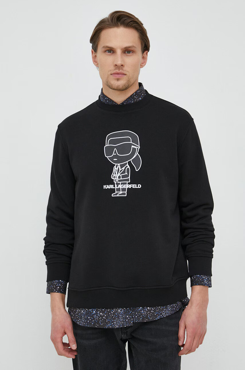 Karl Lagerfeld Суичър в черно с принт - Pepit.bg