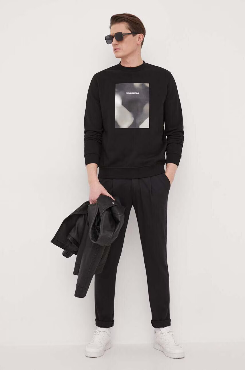 Karl Lagerfeld Суичър в черно с принт - Pepit.bg