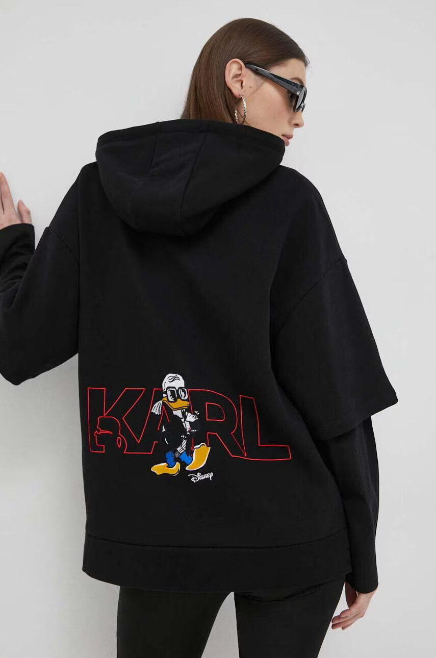 Karl Lagerfeld Суичър x Disney в черно с качулка с апликация - Pepit.bg