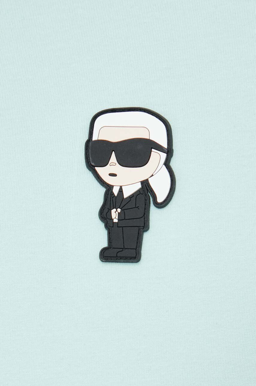 Karl Lagerfeld Тениска с яка в тюркоазено с апликация - Pepit.bg