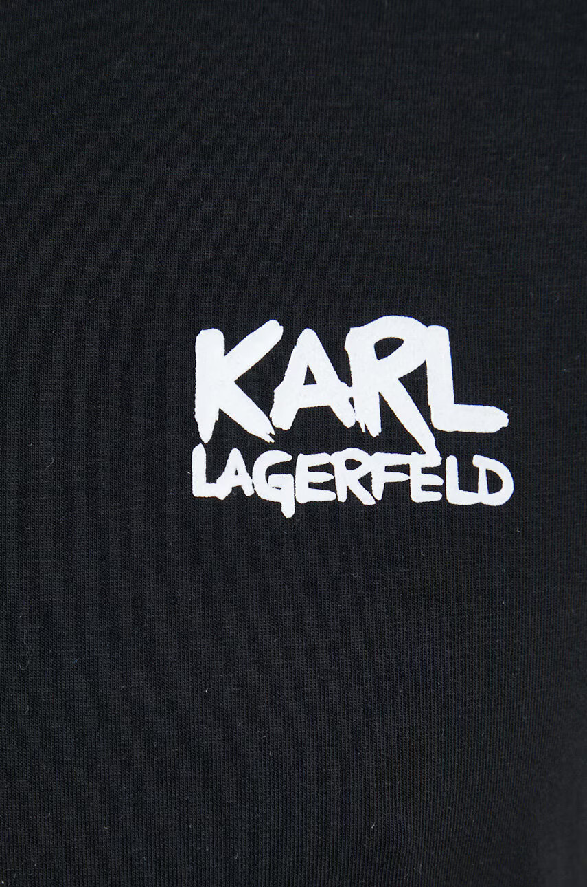 Karl Lagerfeld Тениска с яка в черно с принт - Pepit.bg