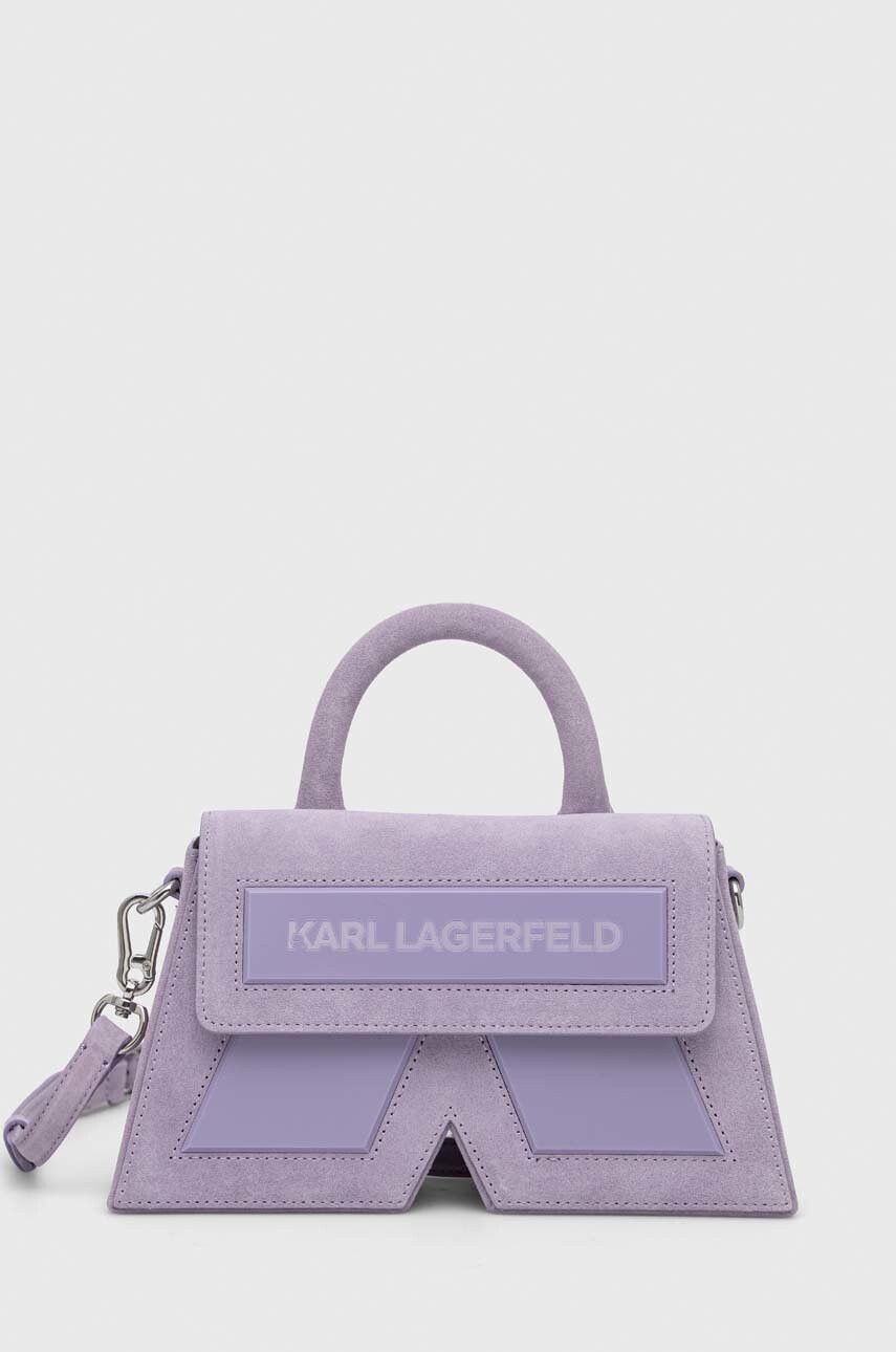 Karl Lagerfeld Велурена чанта ICON K CROSSBODY SUEDE - Pepit.bg