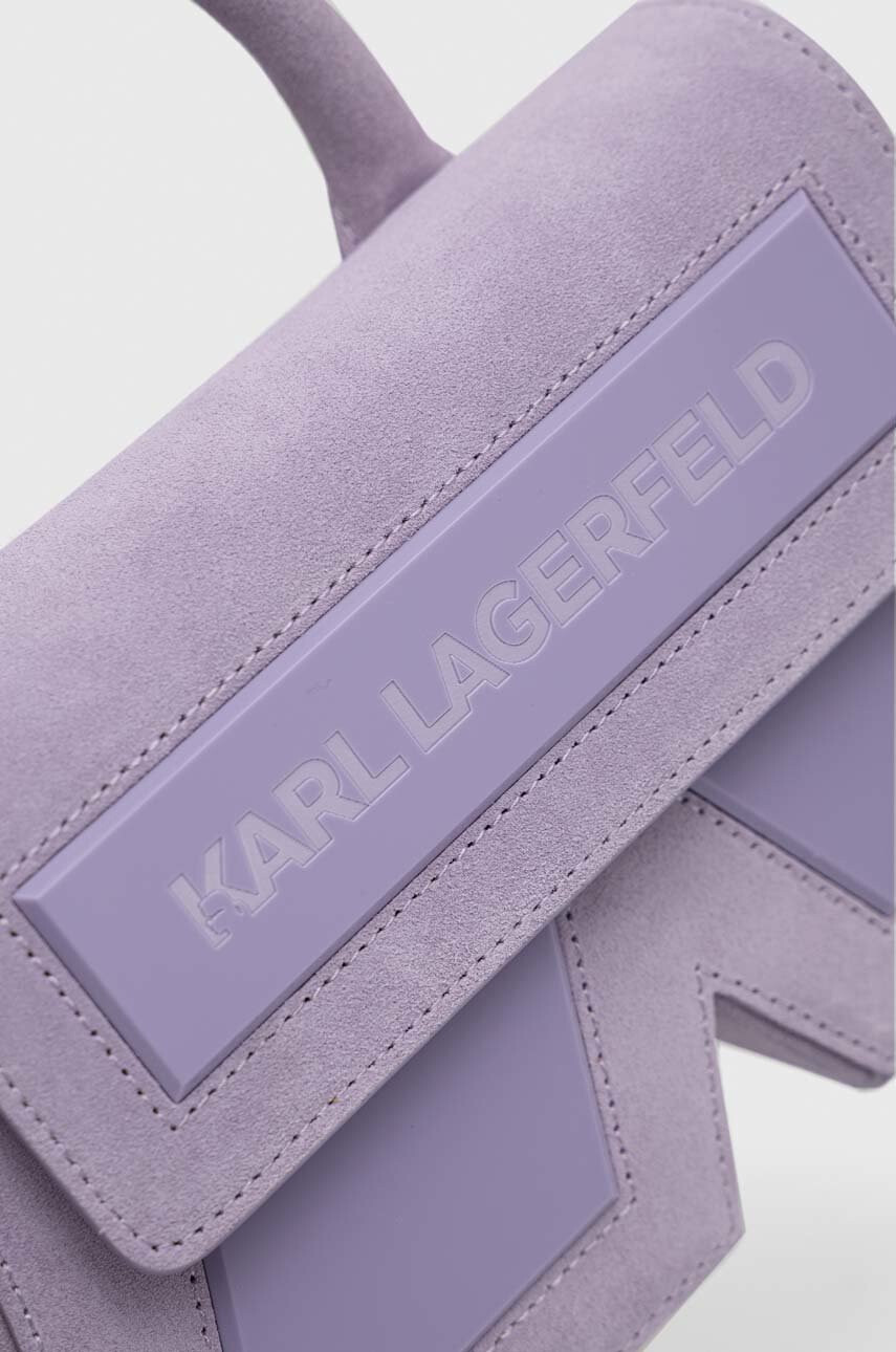 Karl Lagerfeld Велурена чанта ICON K CROSSBODY SUEDE - Pepit.bg