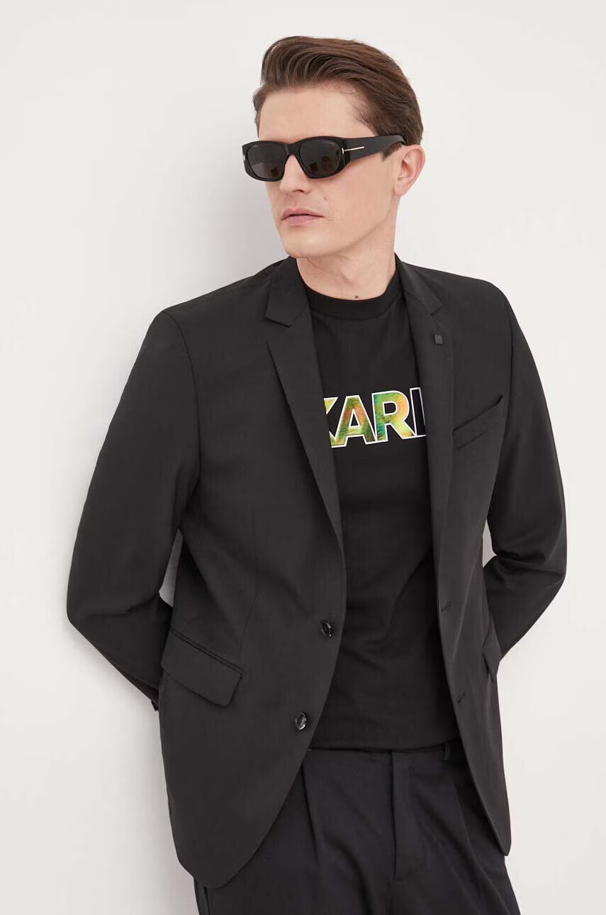 Karl Lagerfeld Вълнено сако в черно - Pepit.bg