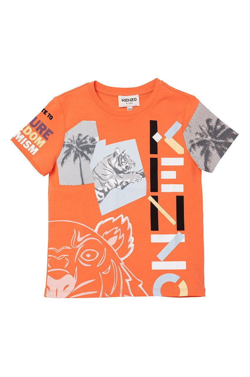 Kenzo kids Детска памучна тениска в оранжево - Pepit.bg