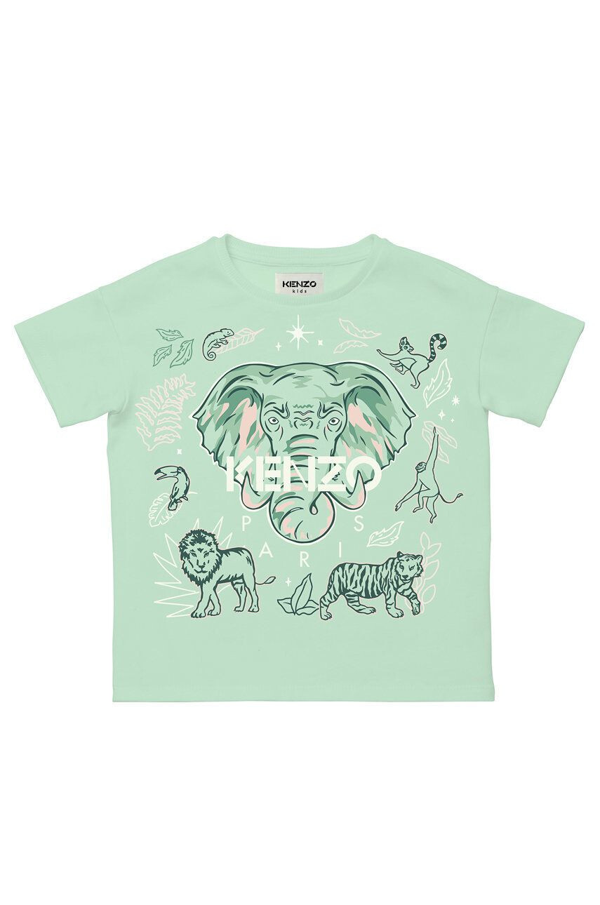 Kenzo kids Детска памучна тениска в зелено - Pepit.bg