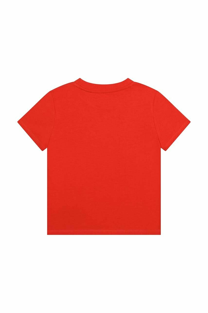 Kenzo kids Детска памучна тениска в червено с принт - Pepit.bg