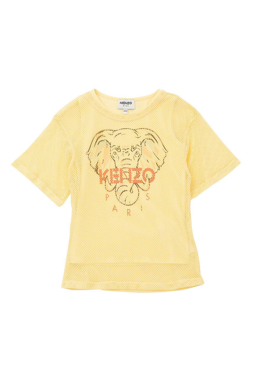 Kenzo kids Детска памучна тениска в жълто - Pepit.bg