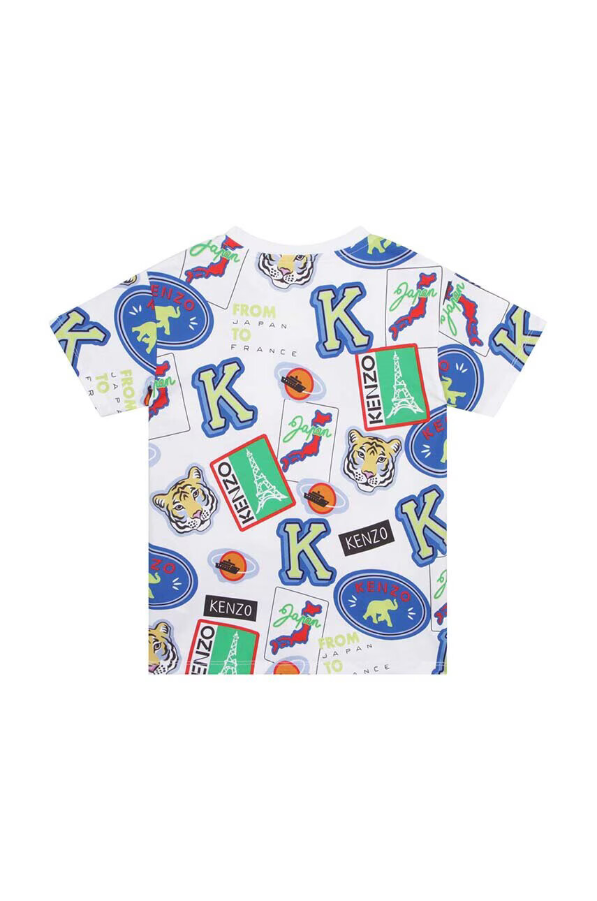 Kenzo kids Детска памучна тениска в бяло с десен - Pepit.bg