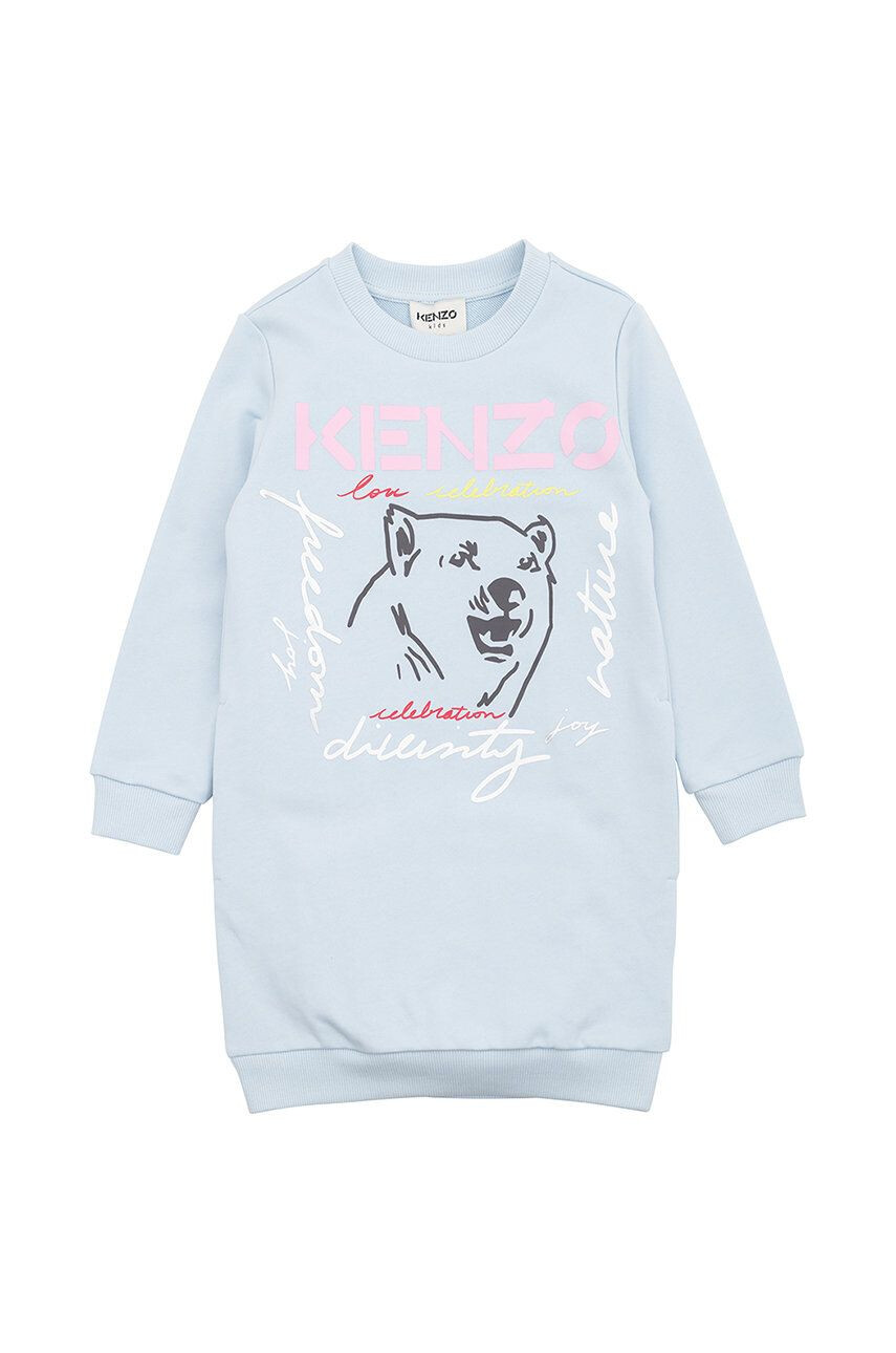 Kenzo kids Детска рокля в тюркоазено къс модел със стандартна кройка - Pepit.bg