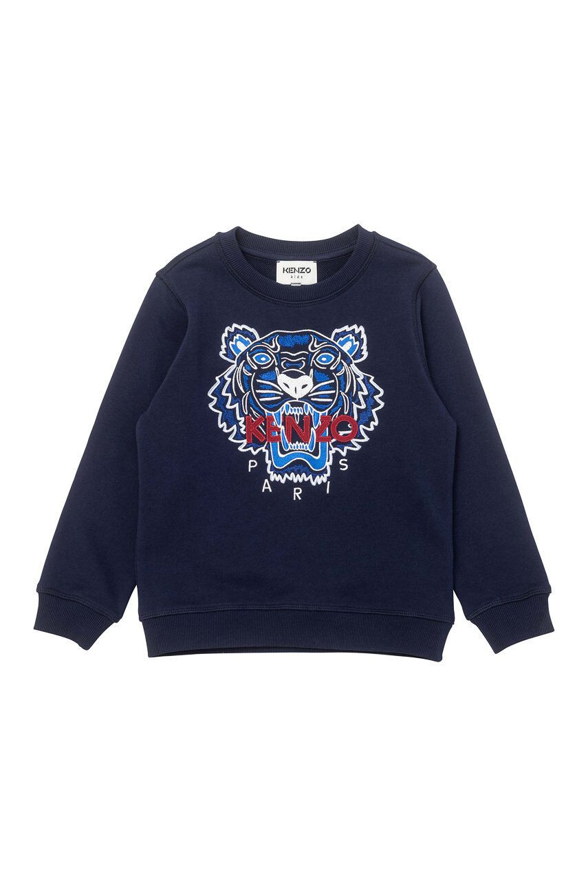 Kenzo kids Детски памучен суичър в тъмносиньо с апликация - Pepit.bg