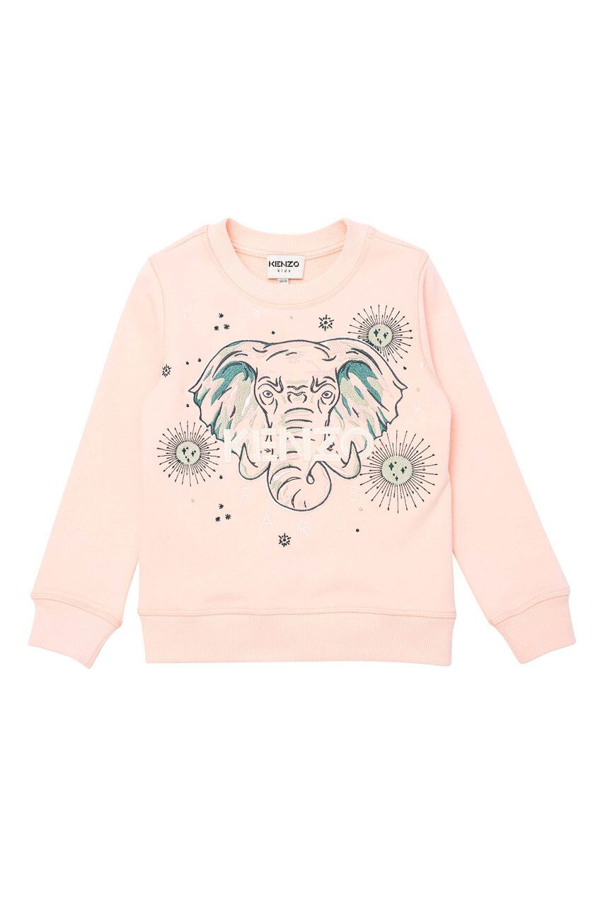 Kenzo kids Детски памучен суичър в розово с принт - Pepit.bg