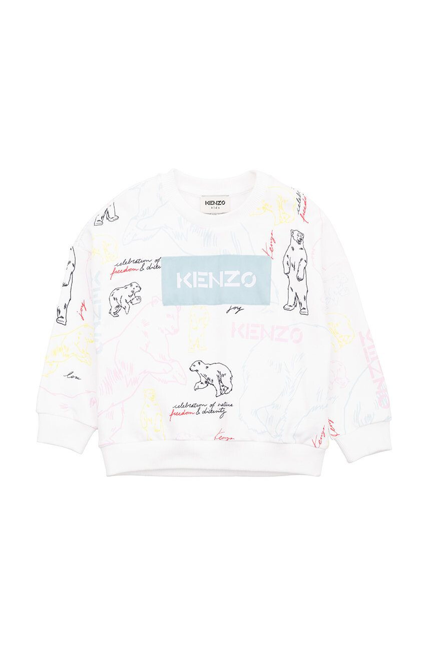 Kenzo kids Детски памучен суичър в бяло с десен - Pepit.bg