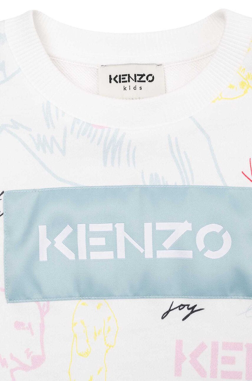 Kenzo kids Детски памучен суичър в бяло с десен - Pepit.bg