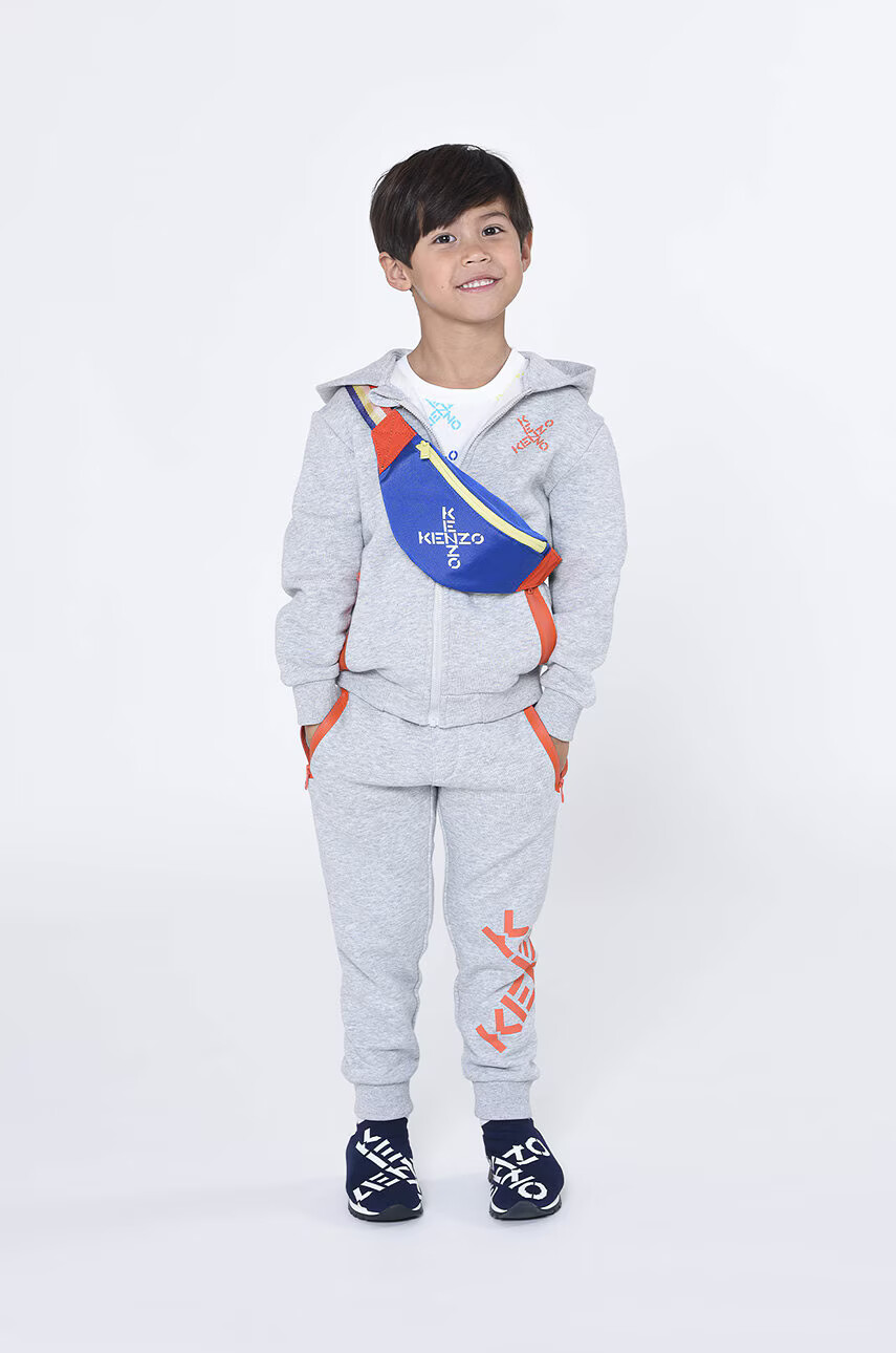 Kenzo kids Детски памучен суичър в сиво с принт - Pepit.bg