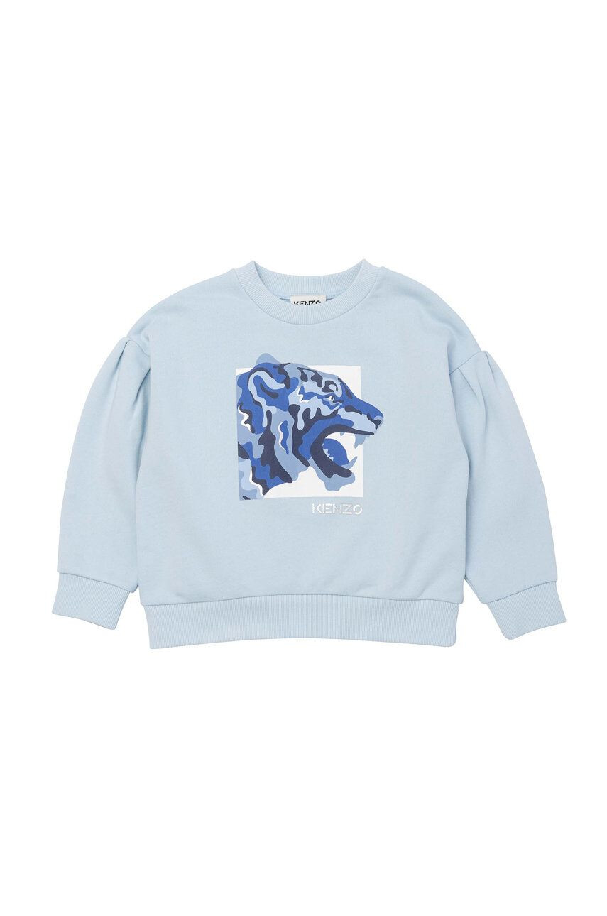 Kenzo kids Детски памучен суичър в тъмносиньо с десен - Pepit.bg