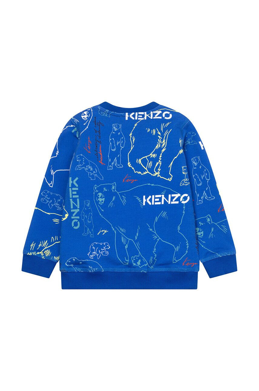 Kenzo kids Детски памучен суичър в тъмносиньо с десен - Pepit.bg