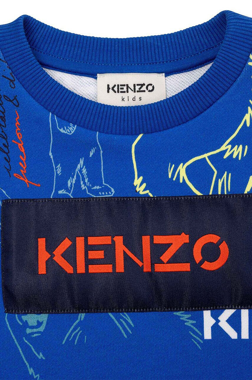 Kenzo kids Детски памучен суичър в тъмносиньо с десен - Pepit.bg