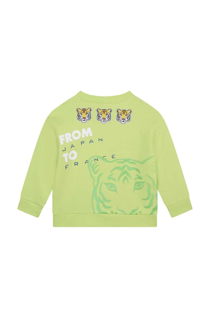 Kenzo kids Детски памучен суичър в зелено с принт - Pepit.bg