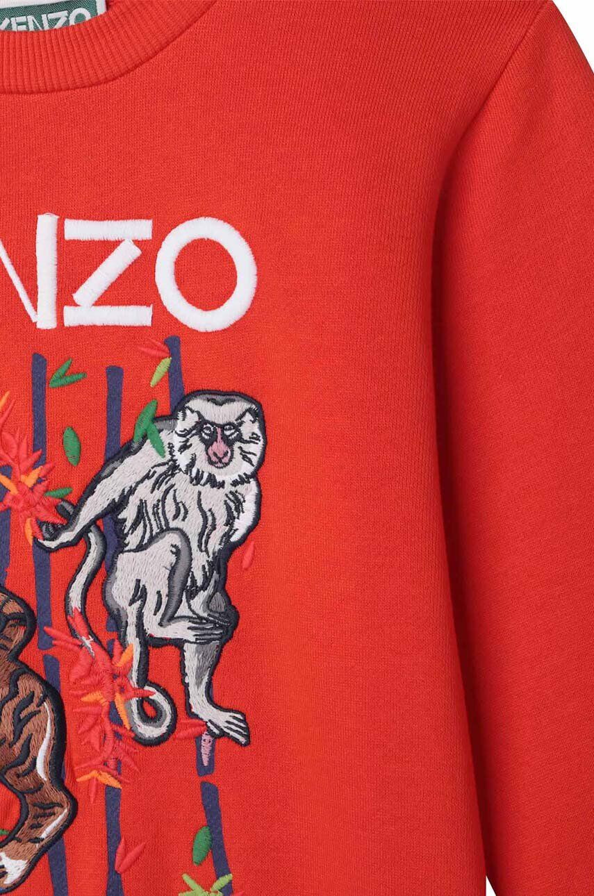 Kenzo kids Детски памучен суичър в червено с принт - Pepit.bg