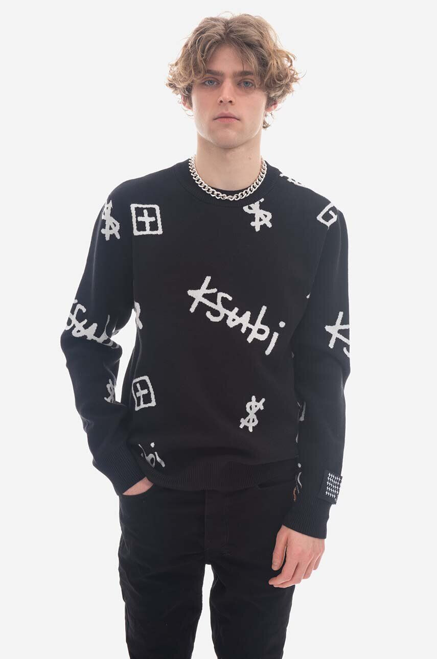 KSUBI Пуловер Kash Box Knit Crew мъжки в черно - Pepit.bg