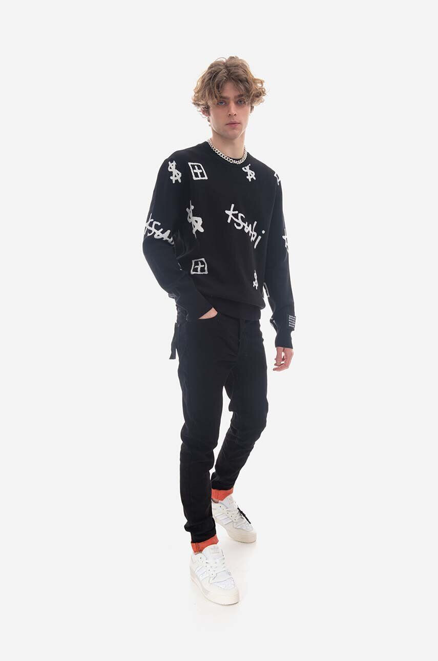 KSUBI Пуловер Kash Box Knit Crew мъжки в черно - Pepit.bg