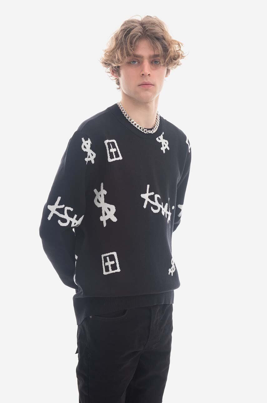 KSUBI Пуловер Kash Box Knit Crew мъжки в черно - Pepit.bg