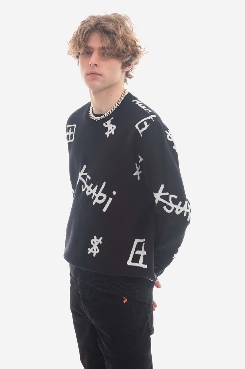 KSUBI Пуловер Kash Box Knit Crew мъжки в черно - Pepit.bg