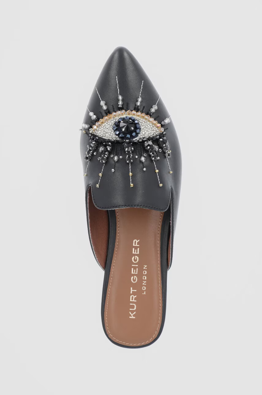 Kurt Geiger London Кожени чехли Olive Eye дамски в черно 4751800109 - Pepit.bg