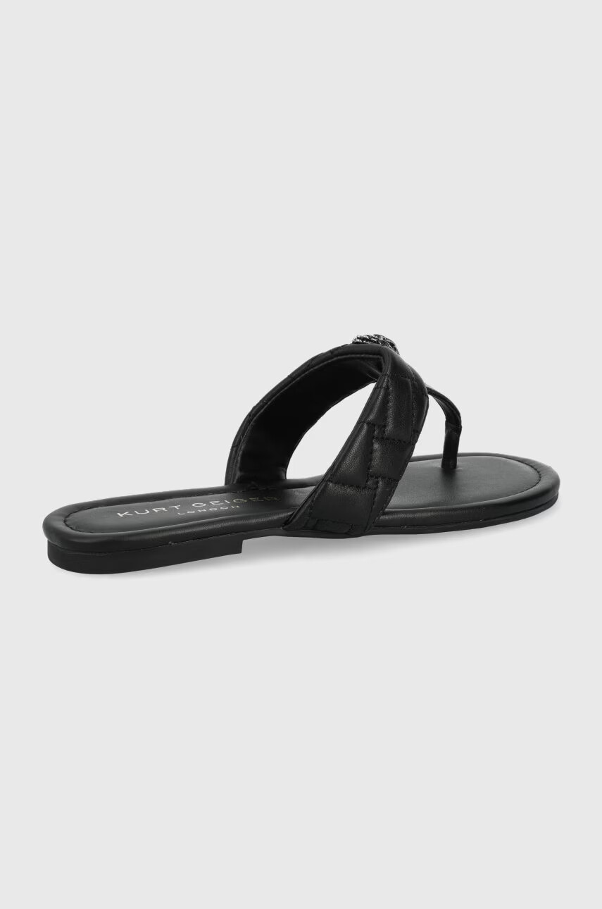 Kurt Geiger London Кожени джапанки дамско в черно с равна подметка - Pepit.bg