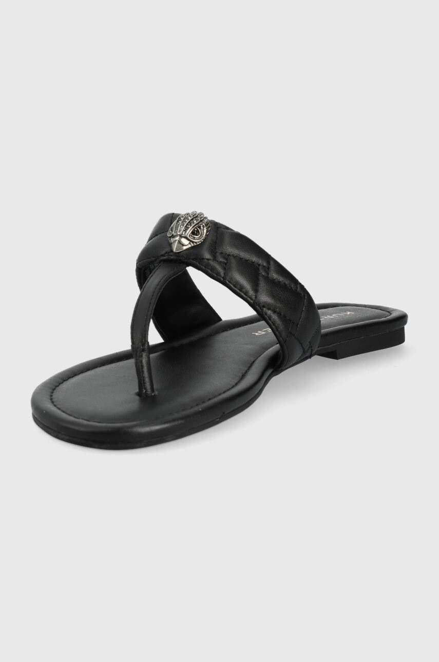 Kurt Geiger London Кожени джапанки дамско в черно с равна подметка - Pepit.bg