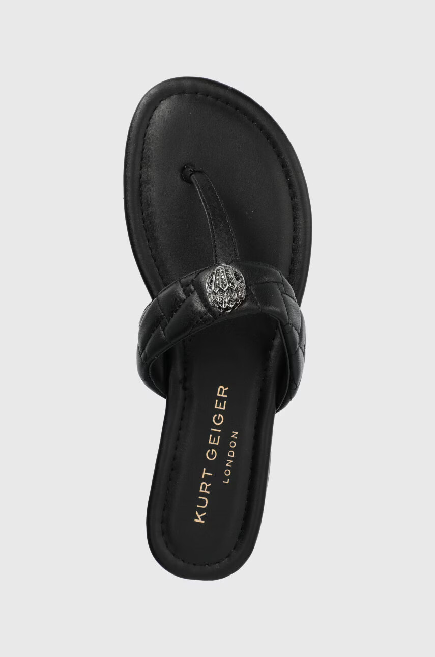 Kurt Geiger London Кожени джапанки дамско в черно с равна подметка - Pepit.bg