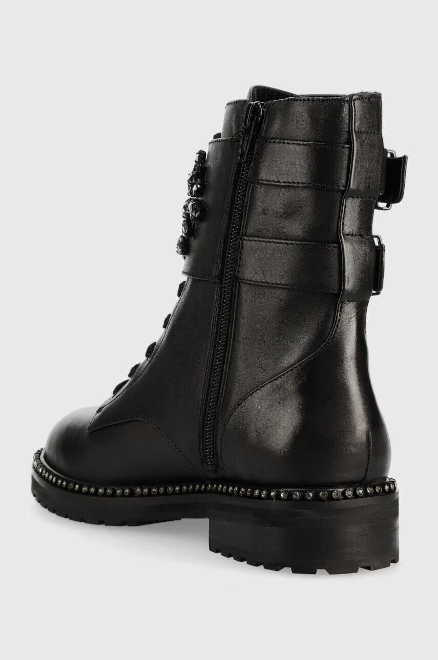 Kurt Geiger London Кожени кубинки Stoop в черно с равна подметка 1128405109 - Pepit.bg