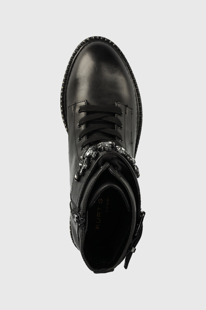 Kurt Geiger London Кожени кубинки Stoop в черно с равна подметка 1128405109 - Pepit.bg