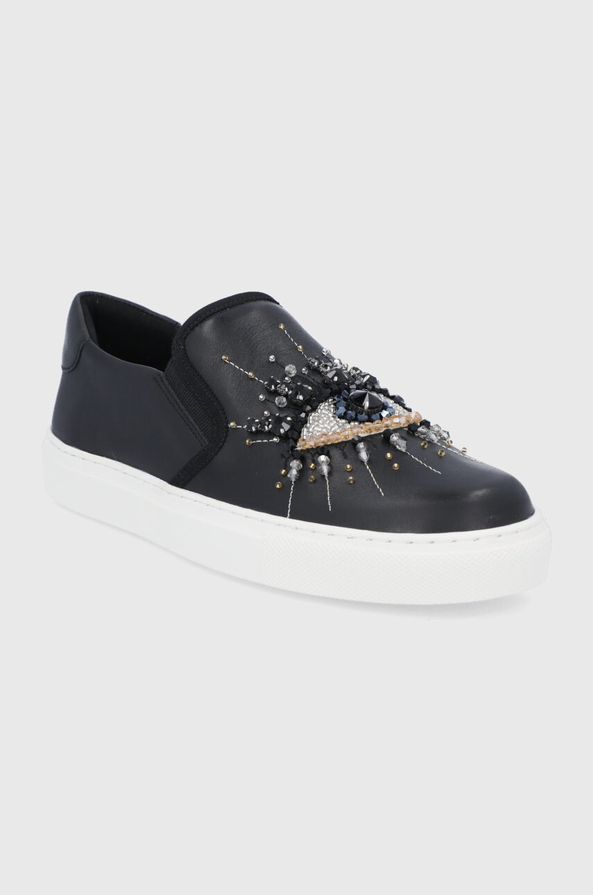 Kurt Geiger London Кожени кецове в черно - Pepit.bg