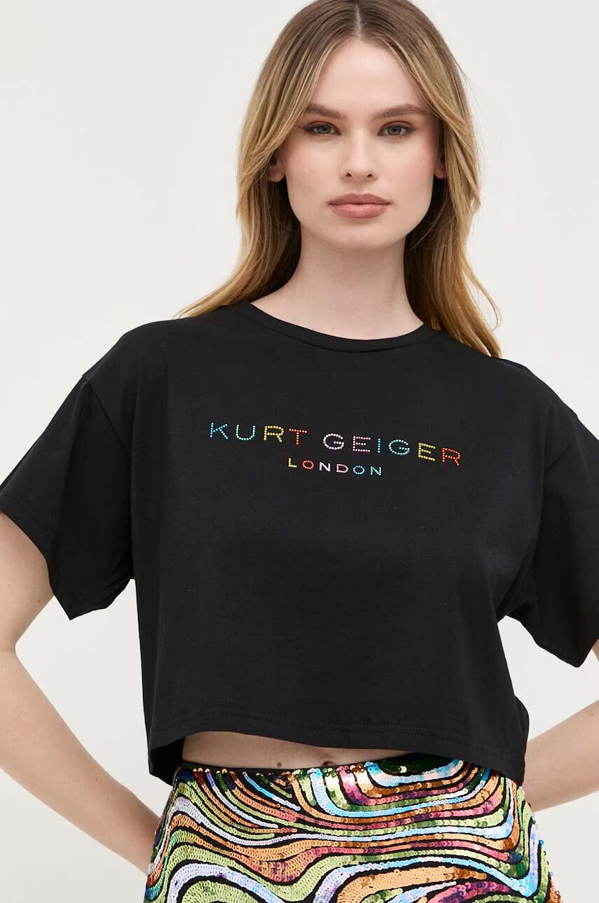 Kurt Geiger London Памучна тениска в черно - Pepit.bg